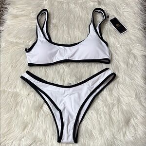 NWT SherryDC From Amazon Black And White 2 Piece Bikini Swim Set Size M